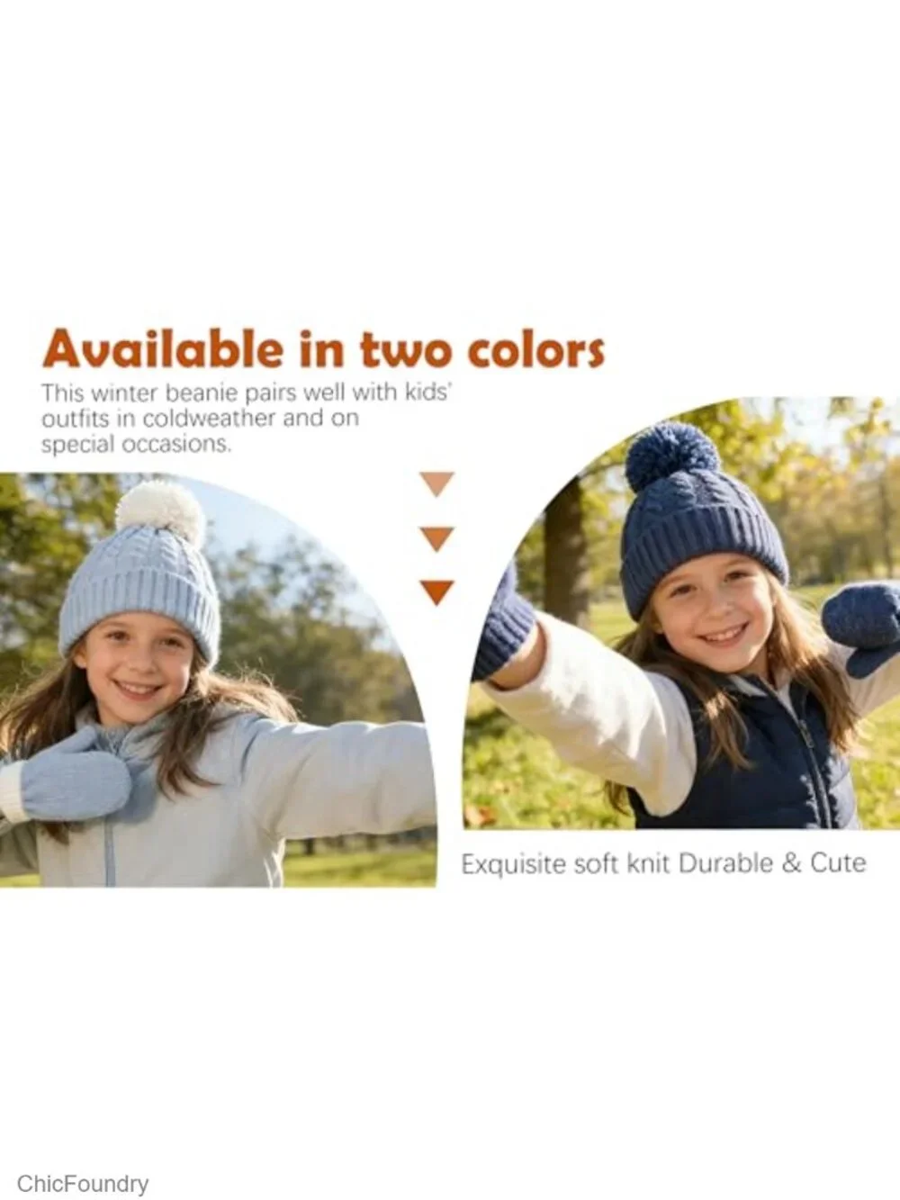 3 Pack Kids Winter Warm Beanie & Mittens Set, Soft Cable Knit Hat for Toddler